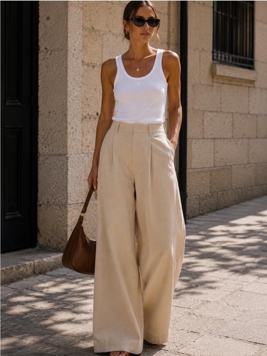 Zara Pants - Zara Wide Leg Pants in Beige